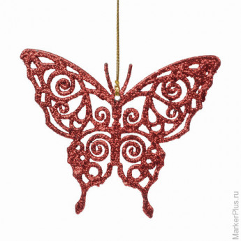 Украшение декоративное подвесное "Бабочка красная", 11х9 см, пластик, 75078