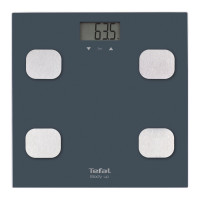 Весы напольные TEFAL Body Up BM2520V0, электронные, максимальная нагрузка 150 кг, квадрат, стекло, серые, 2100111795