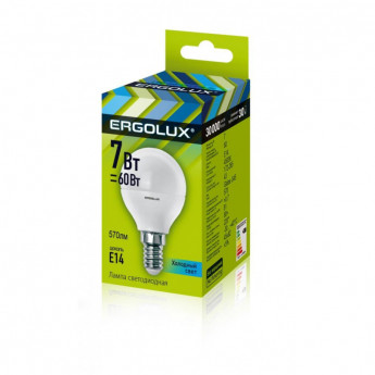Лампа светодиодная Ergolux LED-G45-7W-E14-4K,Шар 7Вт,E14,4500K 12144
