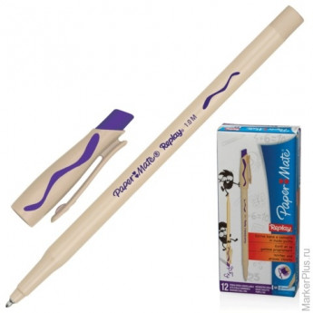 Ручка "Пиши-стирай" шариковая PAPER MATE "Replay", корпус бежевый, 1 мм, фиолетовая, S0851431