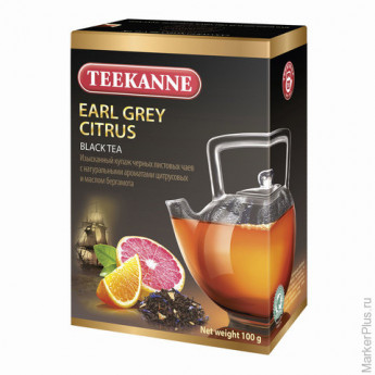 Чай TEEKANNE (Тикане) "Earl Grey Citrus", черный, бергамот/цитрус, листовой, 100 г