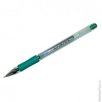 Ручка гелевая зеленая, 0,7мм, игольчатый стержень, грип