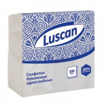 Салфетки Luscan 1сл.24х24 белые 100шт./уп., комплект 100 шт