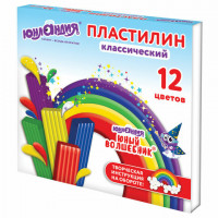 Пластилин классический ЮНЛАНДИЯ 'ЮНЫЙ ВОЛШЕБНИК', 12 цветов, 240 г, со стеком, 106506