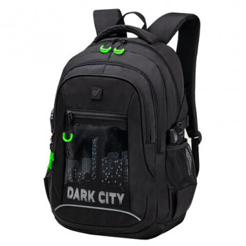 Рюкзак BRAUBERG CONTENT универсальный, 3 отделения, светоотражающий принт, 'Dark city', 47х33х18 см, 270763