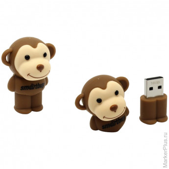 Память Smart Buy "Wild series" Обезьянка 16GB , USB2.0 Flash Drive, коричневый