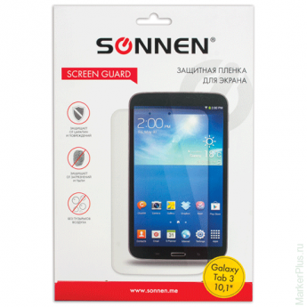 Защитная пленка для Samsung Galaxy Tab 3 10.1" SONNEN, против отпечатков пальцев, прозрачная, 352958