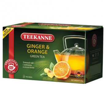 Чай TEEKANNE (Тиканне) "Ginger&Orange", зеленый, имбирь/апельсин, 20 пакетиков, 0306_3030