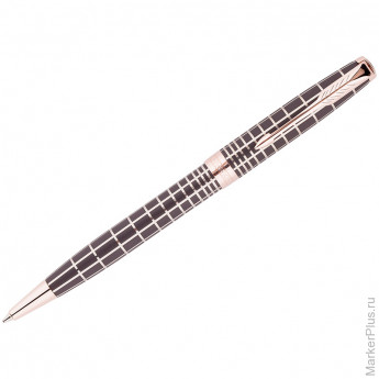 Ручка шариковая Parker "Sonnet Brown PGT" черная, 1,0мм, поворот., подар. уп.