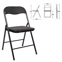 Стул складной BRABIX "Golf CF-007", черный каркас, кожзам черный, 531565