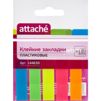 Клейкие закладки Attache пластиковые 5 цветов по 20 листов 12х45 мм 6 шт/в уп