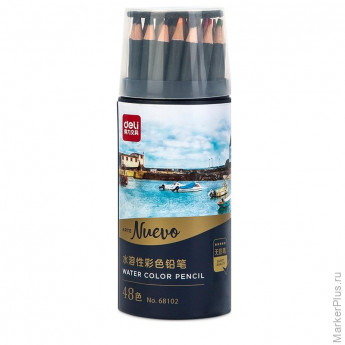 Карандаши акварельные Deli Arte Nuevo липа 48 цв/наб мет.туб. 68102