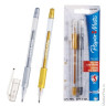 Ручки гелевые PAPER MATE, набор 2 шт., "PM 300", корпус прозрачный, 0,7 мм, блистер (золотая, серебряная), S0916420