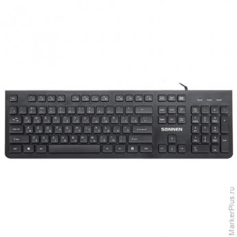 Клавиатура проводная SONNEN KB-8280, USB, 104 плоские клавиши, черная, 513510 Клавиатура проводная SONNEN KB-8280, USB, 104 плоские клавиши, черная, 513510