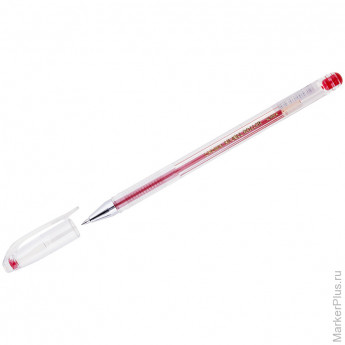 Ручка гелевая Crown 'Hi-Jell' красная 0,5мм, штрих-код, 12 шт/в уп