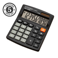 Калькулятор настольный Citizen SDC810NR, 10 разр., двойное питание, 127*105*21мм, черный