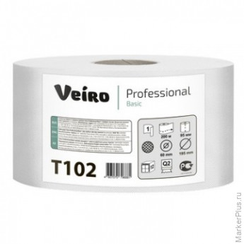 Бумага туалетная д/дисп Veiro Q2 Basic 1сл сер вторич 200м 12рул/уп T102