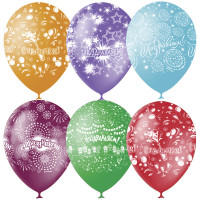 Воздушные шары, 25шт., M12/30см, Поиск "Праздничная тематика", пастель+декор, комплект 25 шт