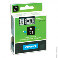 Картридж для принтеров этикеток DYMO D1, 19 мм х 7 м, лента пластиковая, чёрный шрифт, прозрачный фо