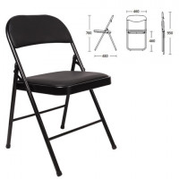 Стул складной для дома и офиса BRABIX Golf Plus CF-003 КОМФОРТ, черный каркас, экокож, 531566