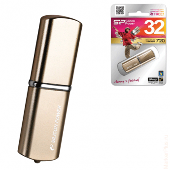 Флэш-диск 32 GB, SILICON POWER Luxmini 720, USB 2.0, металлический корпус, бронзовый, SP32GBUF2720V1