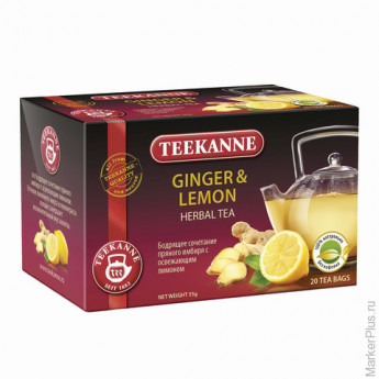 Чай TEEKANNE (Тикане) "Ginger&Lemon", травяной, имбирь с лимоном, 20 пакетиков, 45620