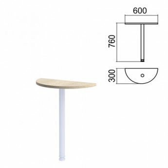 Стол приставной полукруг 'Арго' (ш600*г300 мм), БЕЗ ОПОРЫ, ясень шимо, А-033, ш/к32099