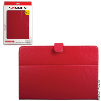 Чехол-обложка для планшетного ПК универсальный 10,1" SONNEN, кожзаменитель, 275x190x25 мм, красный, 352918