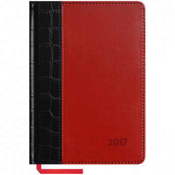 Ежедневник датированный 2017г., А5, 176л., кожзам, "Alligator", черный/бордовый
