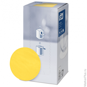 Подставки под чашку (коастер) бумажные TORK, комплект 250 шт., желтые, 8-слойные, диаметр 9 см, круг