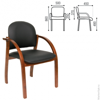 Кресло для приемных и переговорных CH-659, эко-кожа, черное матовое