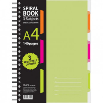 Бизнес-тетрадь 140л,кл,А4,SPIRAL BOOK Салатовый,евросп,обл.пл,раздел.84102