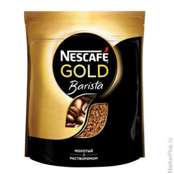 Кофе молотый в растворимом NESCAFE (Нескафе) "Gold Barista", сублимированный, 150 г, мягкая упаковка
