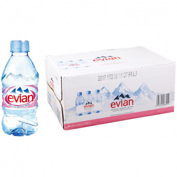 Вода минеральная негазированная Evian, 0,33л, пластиковая бутылка 24 шт/в уп