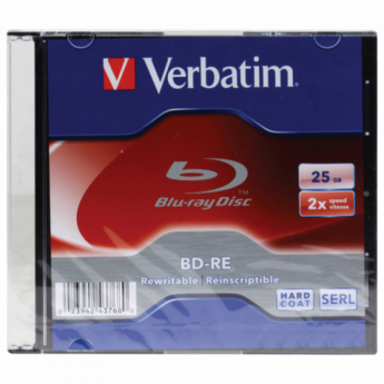 Диск BD-RE (Blu-ray) VERBATIM, 25Gb, 2x, Slim Case, 43615
