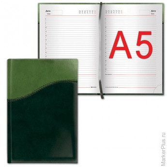 Ежедневник недатированный А5 138х213 мм BRAUBERG "Bond" под кожу, 160 л., зеленый/салатовый, 126219