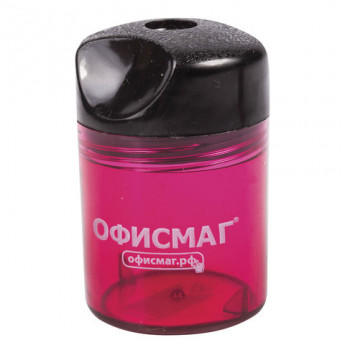 Точилка ОФИСМАГ с контейнером, пластиковая, цилиндрическая, красная, 226940