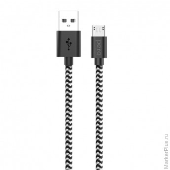 Кабель USB PERO DC-04 micro-USB, 2А, 1м, Silver-black