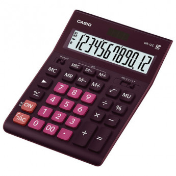 Калькулятор CASIO настольный GR-12С-WR, 12 разрядов, двойное питание, 210х155мм, БОРДОВЫЙ, GR-12C-PK-W-EP