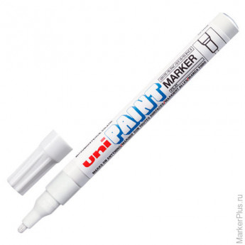 Маркер-краска лаковый (paint marker) UNI "Paint", 0,8-1,2 мм, БЕЛЫЙ, нитро-основа, алюминиевый корпус, PX-21(L) WHITE