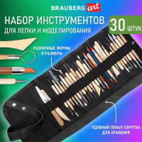 Набор инструментов для лепки и моделирования, 30 шт в скрутке, BRAUBERG ART CLASSIC, 271176