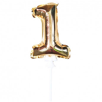 Воздушный шар, самодув, 18см Поиск 'Цифра 1', фольгированный, золотой