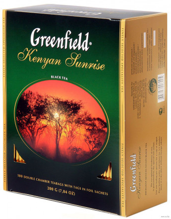 Чай Greenfield 'Kenyan Sunrise', черный, 100 фольг. пакетиков по 2г