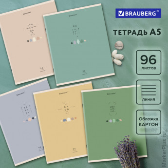 Тетрадь А5 96 л. BRAUBERG скоба, линия, обложка картон, "Natural" (микс в спайке), 404440 Тетрадь А5 96 л. BRAUBERG скоба, линия, обложка картон, "Natural" (микс в спайке), 404440
