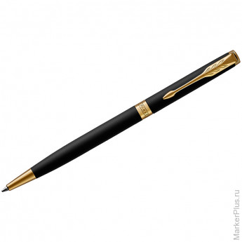Ручка шариковая Parker "Sonnet Matte Black GT Slim" черная, 1,0мм, поворот., подар. уп.