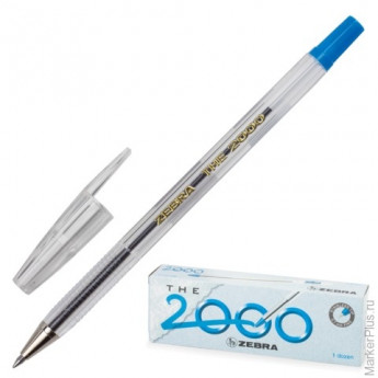 Ручка шариковая ZEBRA "The 2000metal tip", корпус прозрачный, толщина письма 0,7 мм, синяя, THE 2000 BL