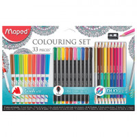 Набор для творчества MAPED 'Colouring Set', 10 фломастеров, 10 капиллярных ручек, 12 двусторонних цветных карандашей, точилка, 897417