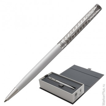 Ручка шариковая PARKER "Sonnet Lacquer Slim CT", тонкий корпус, белый лак, нержавеющая сталь, палладий, 1931551, черная