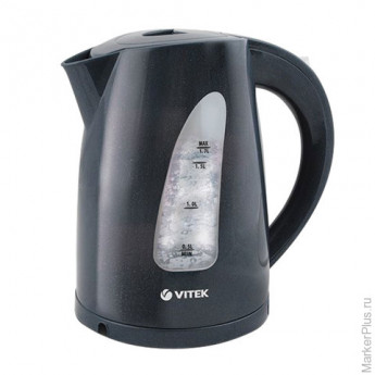 Чайник VITEK VT-1164, закрытый нагревательный элемент, объем 1,7 л, 2200 Вт, пластик, черный