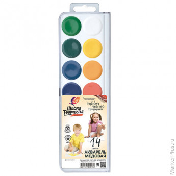 Краски акварельные ЛУЧ "Школа творчества", 14 цветов, медовые, без кисти, пластиковая коробка, 29С 1757-08 Краски акварельные ЛУЧ "Школа творчества", 14 цветов, медовые, без кисти, пластиковая коробка, 29С 1757-08